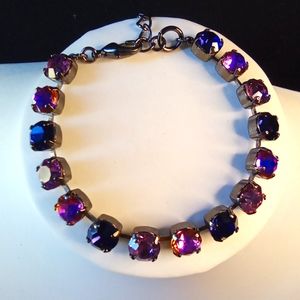 Swarovski Purple Amethyst and Violet Crystals Bracelet on Hematite/ Gunmetal